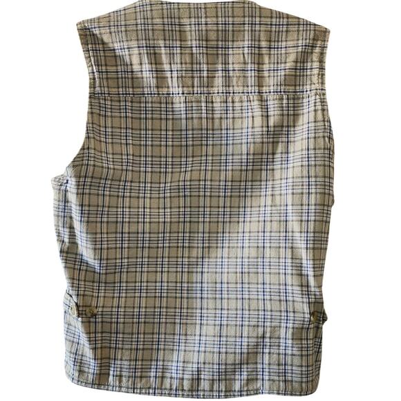 VTG 90's Columbia Reversible Plaid and Tan Button up Vest Women's Size Medium - Picture 2 of 9